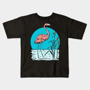 Pink Flamingo Nature Illustration Gift Kids T-Shirt